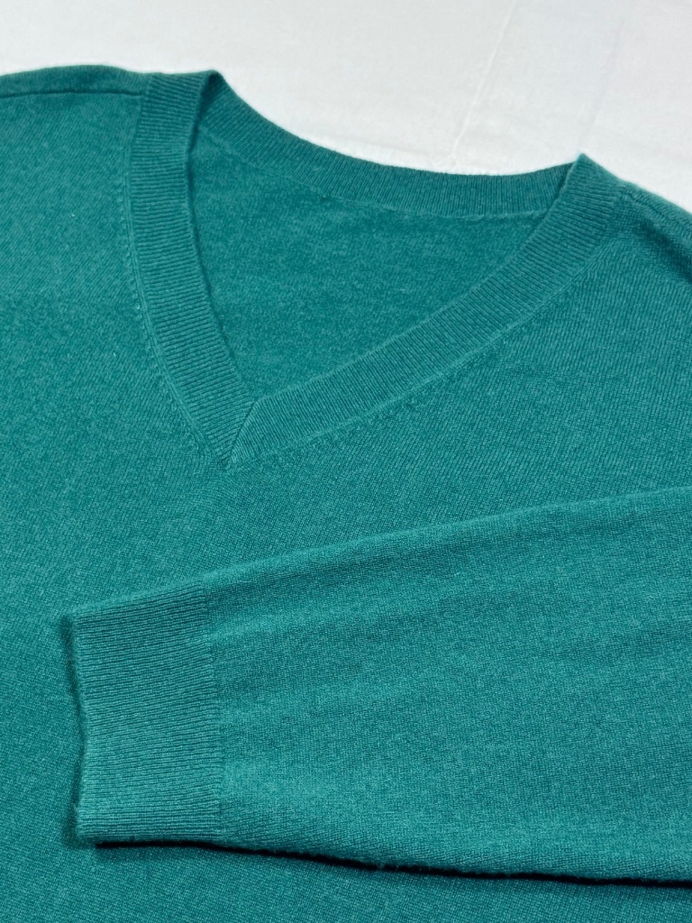 Talbots 100% Cashmere V-Neck Sweater Womens XL/1X Green Relaxed Drop Shoulder
